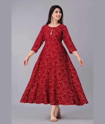 NUPITAL - Maroon Rayon Women's Anarkali Kurti ( Pack of 1 )