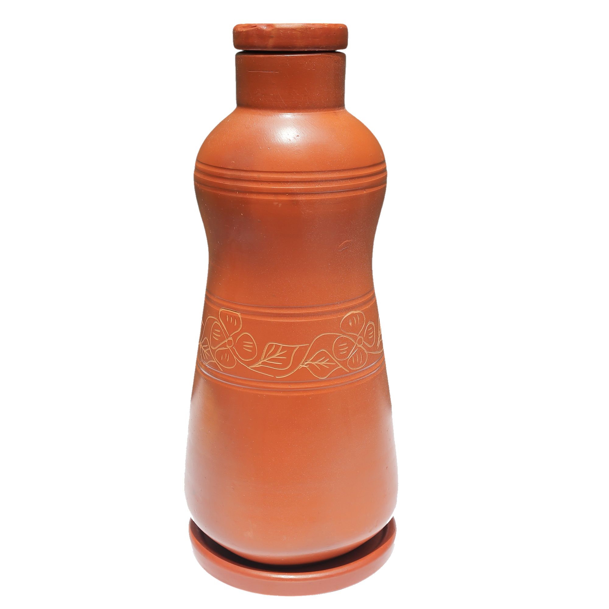 Nature Touch Traditional Terracotta Water Bottle Handmade Clay Flask for Sustainable Living
