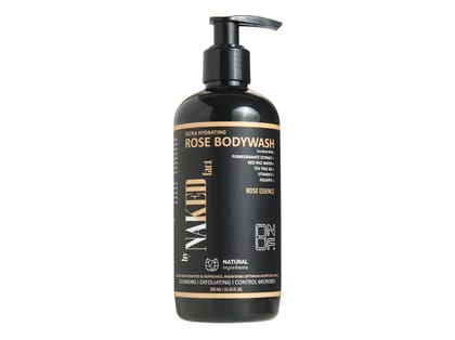 By NAKED fact Ultra Hydrating Rose Body Wash | Refreshing Shower Gel for Deep Cleansing, Exfoliating, Hydrating, Balance moisture, Oil control | 6 Hours sensual feel | Infused with Red Rice water, Vitamin E, Tea tree oil & Pomegranate extracts -300 ml