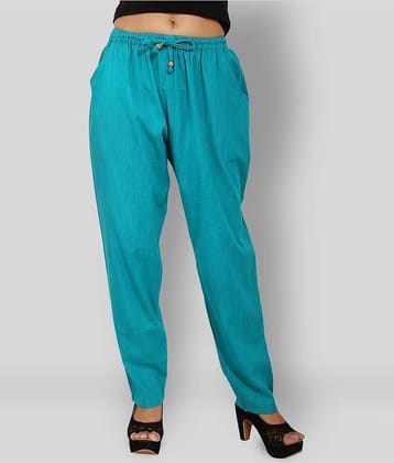 Lee Moda - Turquoise Cotton Regular Fit Women's Casual Pants  ( Pack of 1 )