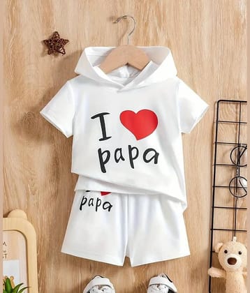 MUSNAH GARMENTS Pack of 1 Boys Cotton T-Shirt & Shorts Set ( White )