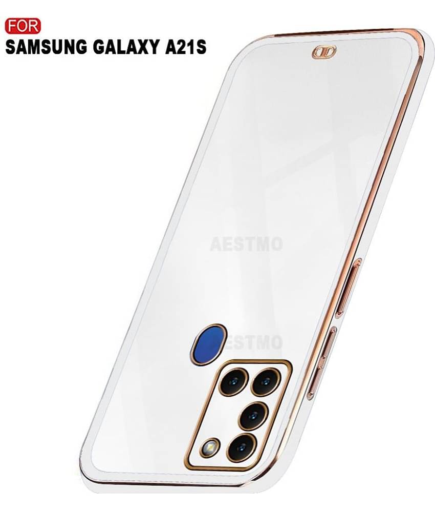 AESTMO - White Polycarbonate Plain Cases Compatible For Samsung Galaxy A21S ( Pack of 1 )