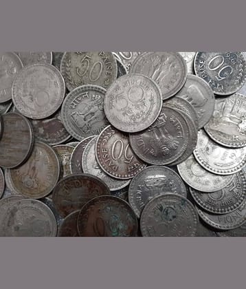 Republic India 50 Paise Copper Nickel 50 Coins Lot, See Description for Details