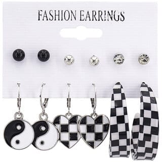 Geometric Black and white Checkered Earring.