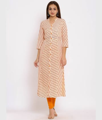 FabbibaPrints - Orange Cotton Blend Women's Front Slit Kurti ( Pack of 1 )