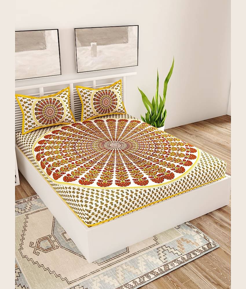 Uniqchoice Cotton Double Bedsheet ( Brown )