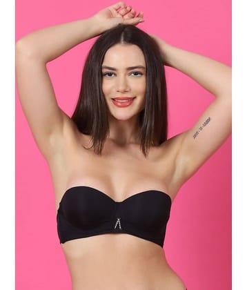 PrettyCat Polyester Lightly Padded Women's Balconette Bra ( Black )