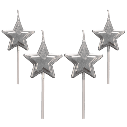 Star Stick Candle Silver - 4PC