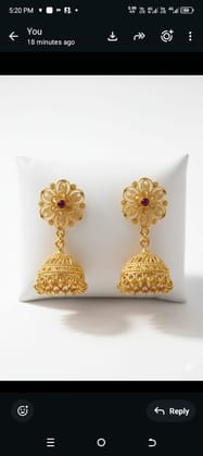 Traditional Gold Plated Floral Jhumka Earrings with Ruby Stone | Elegant Festive & Wedding Accessory