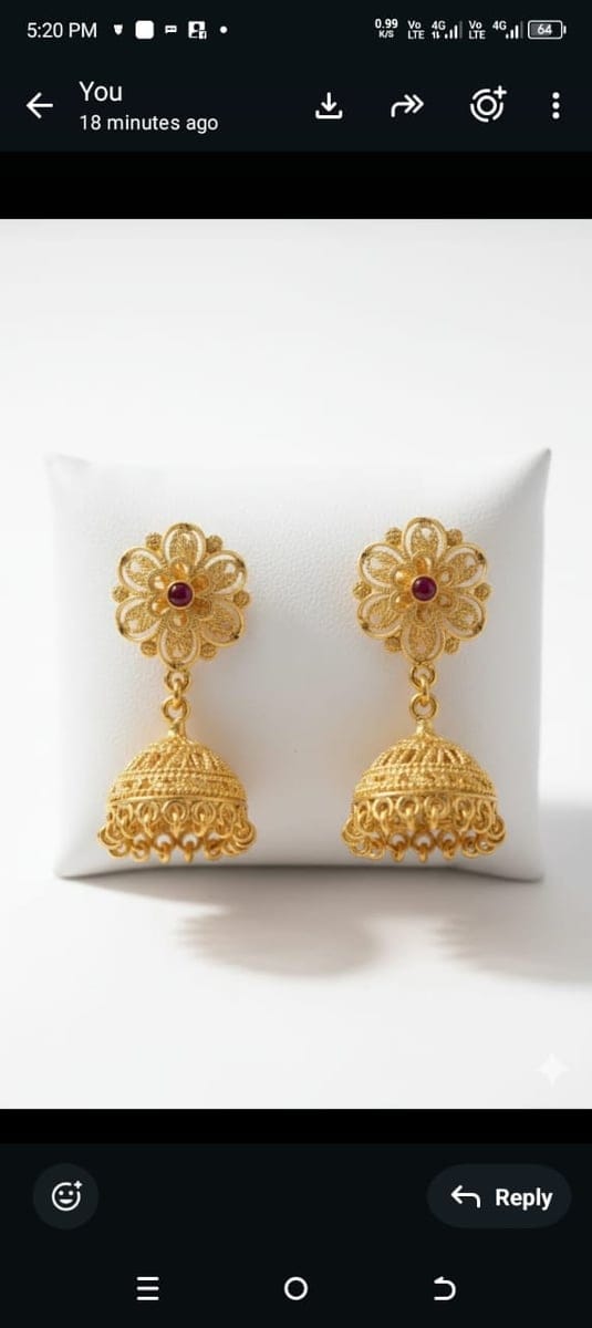 Traditional Gold Plated Floral Jhumka Earrings with Ruby Stone | Elegant Festive & Wedding Accessory