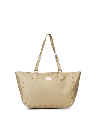 Gold Studded Vegan Tote (XL)-Gold