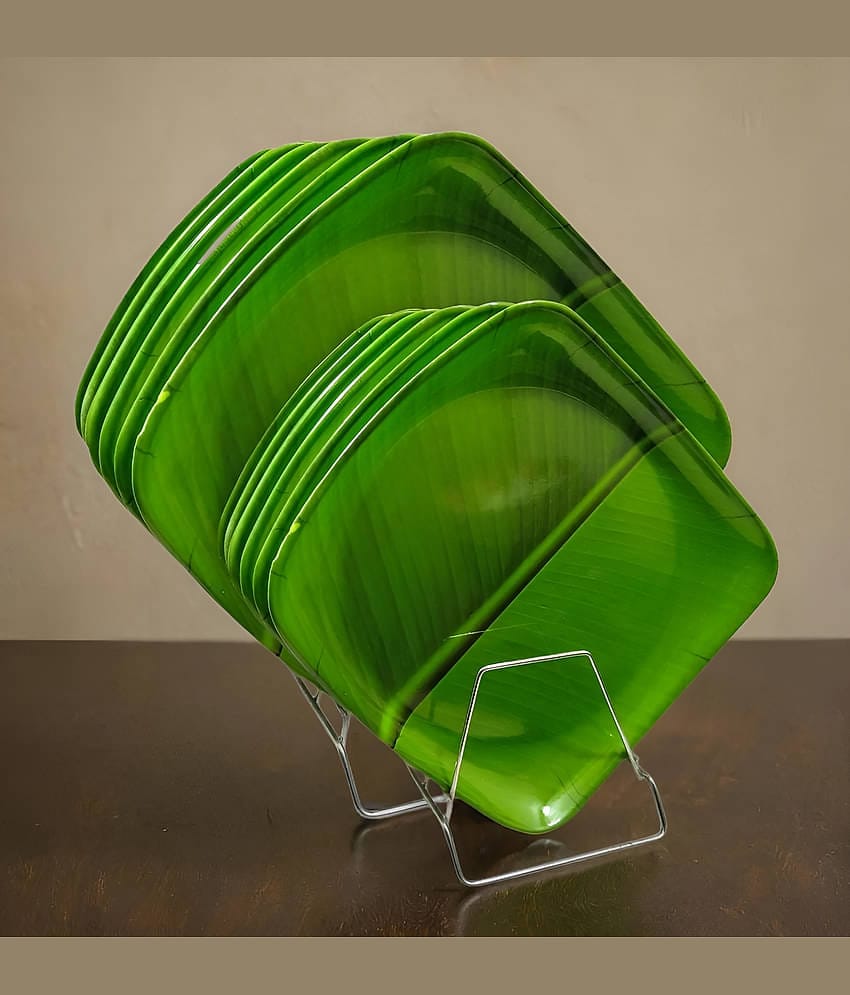 Inpro 12 Pcs Melamine Dark Green Full Plate & Half Plate