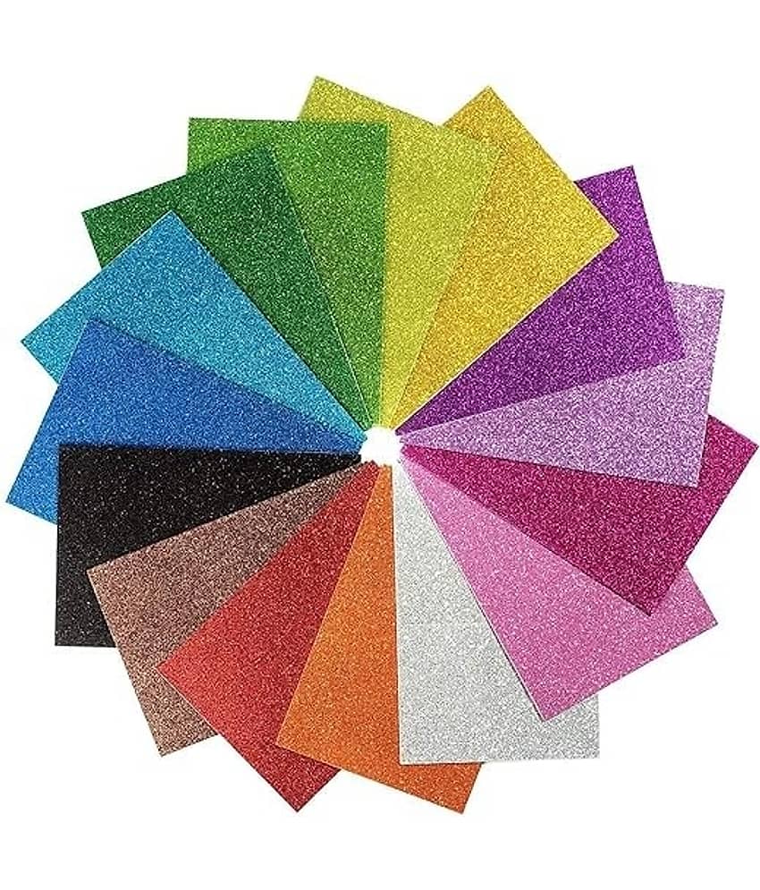 FREEDY A4 Glitter Foam Sheet Sparkles 2 mm Thick 10 Different Color, for Art & Craft (self Adhesive)