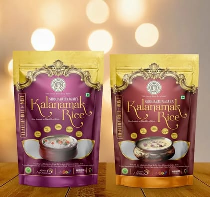 Diviam Aahar Kalanamak Rice Gold and Kalanamak Rice Mini Buddha Rice Diabetic Friendly Combo Pack of 2 400g Each