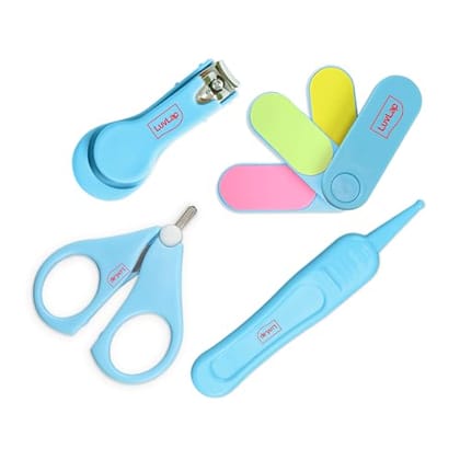 LuvLap 7In1 Baby Grooming Kit, Portable Baby Grooming Kit for New Born Baby, Finger Brush, Hair Brush, Comb, Baby Nail Scissor, Baby Nail Cutter,Tweezer,Nail Filer,Newborn,Infants,Toddlers, White, 0m+