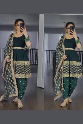 Punjabi suit with a dhoti salwar and short tunic kameez