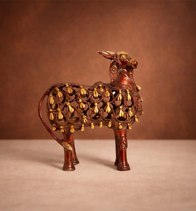 Handcrafted Bell Metal Kamdhenu Cow – Antique Jali Work