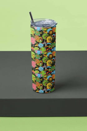 Retro Jungle Party Skinny Tumbler With Metal Straw