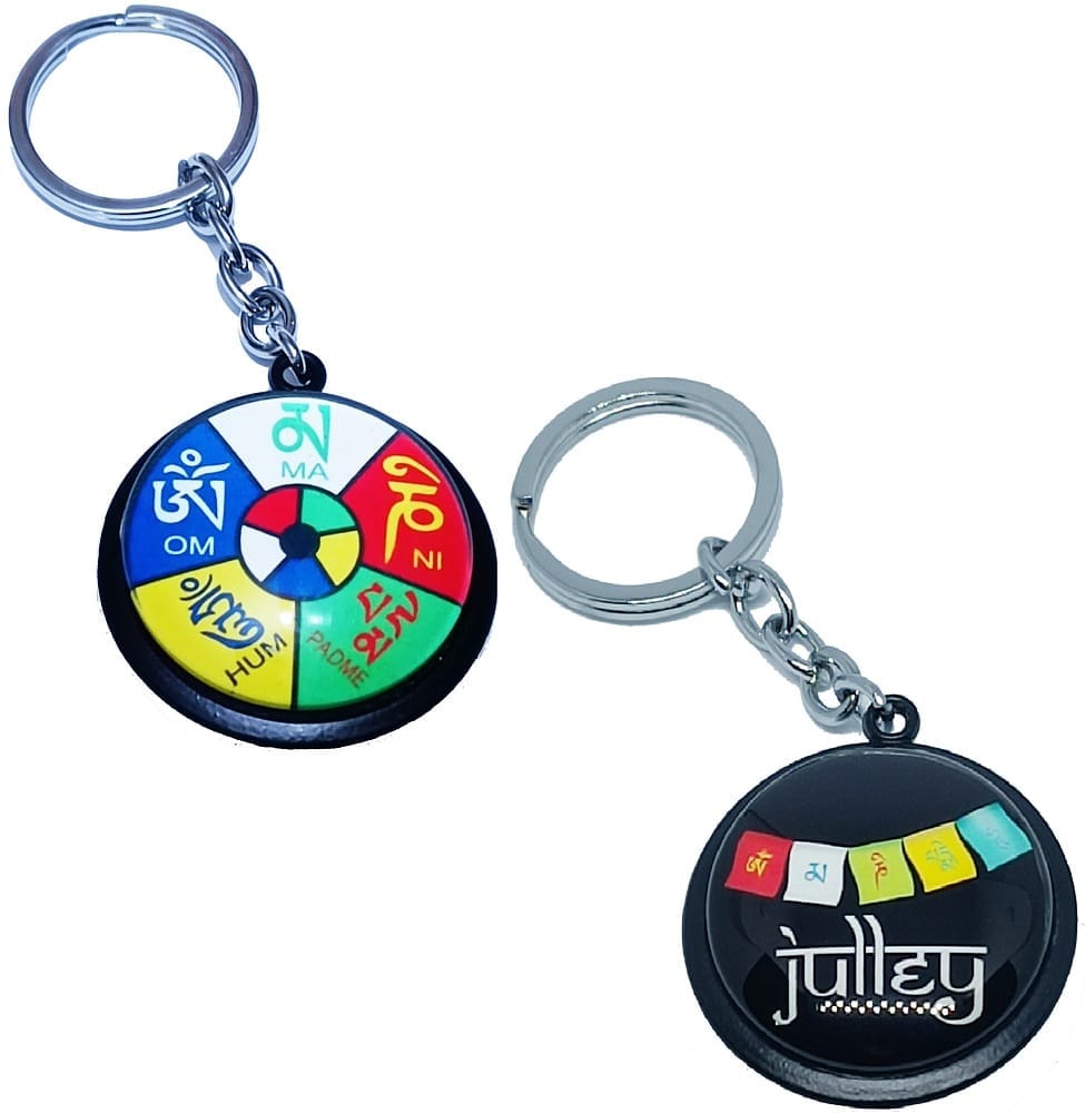 KD COLLECTIONS Tibet Julley Ladakh Om Mani Padme Hum Keychain Combo – Multicolor – Pack of 2 Keychains