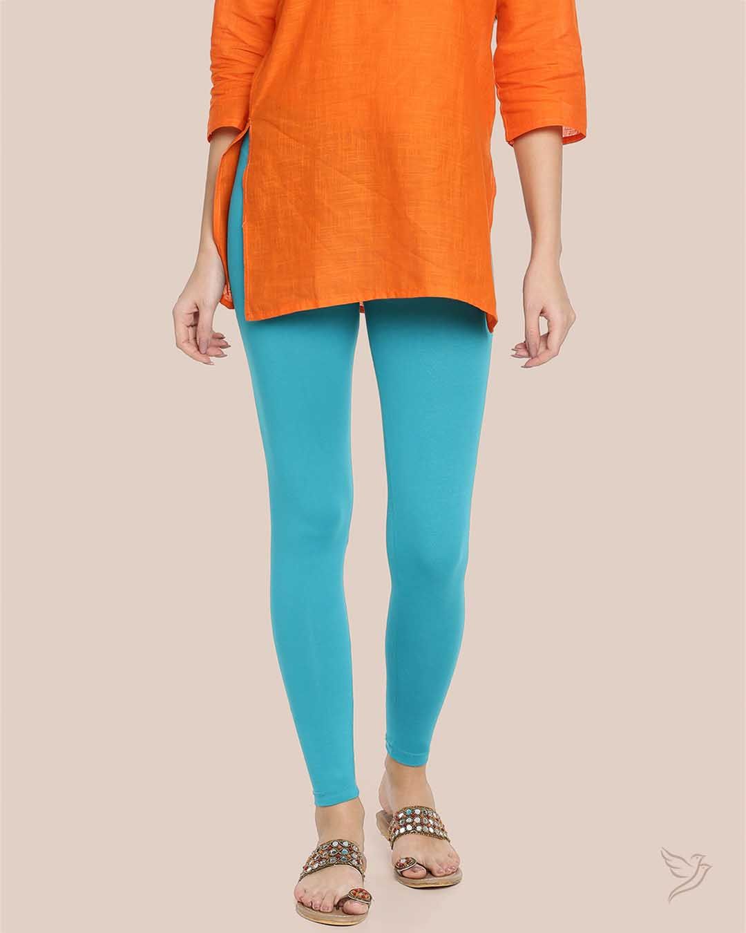 Cotton Ankle Legging - Pool Side-S / Pool Side