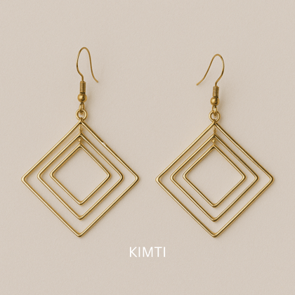 Three Squares Hoop Earring
