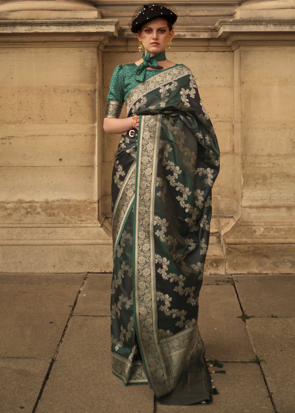 Classy Green Woven Rangkat Banarasi Silk Saree