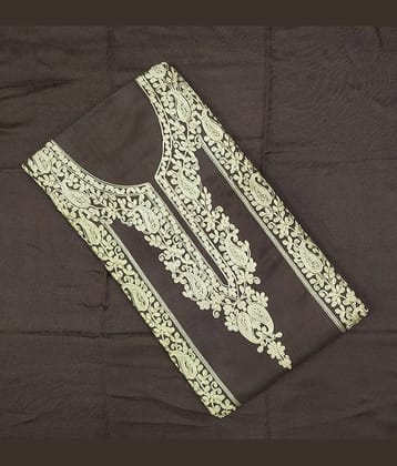 KASHMIRI Unstitched Woollen Embroidered Dress Material - Brown ( Pack of 1 )