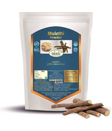 Biotic Mulethi Powder (Liquorice) Yastimadhu / Licorice Powder for eating 200 gm