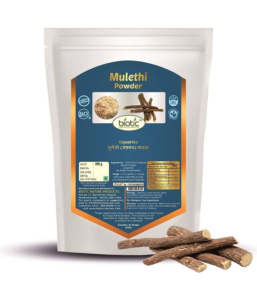Biotic Mulethi Powder (Liquorice) Yastimadhu / Licorice Powder for eating 200 gm