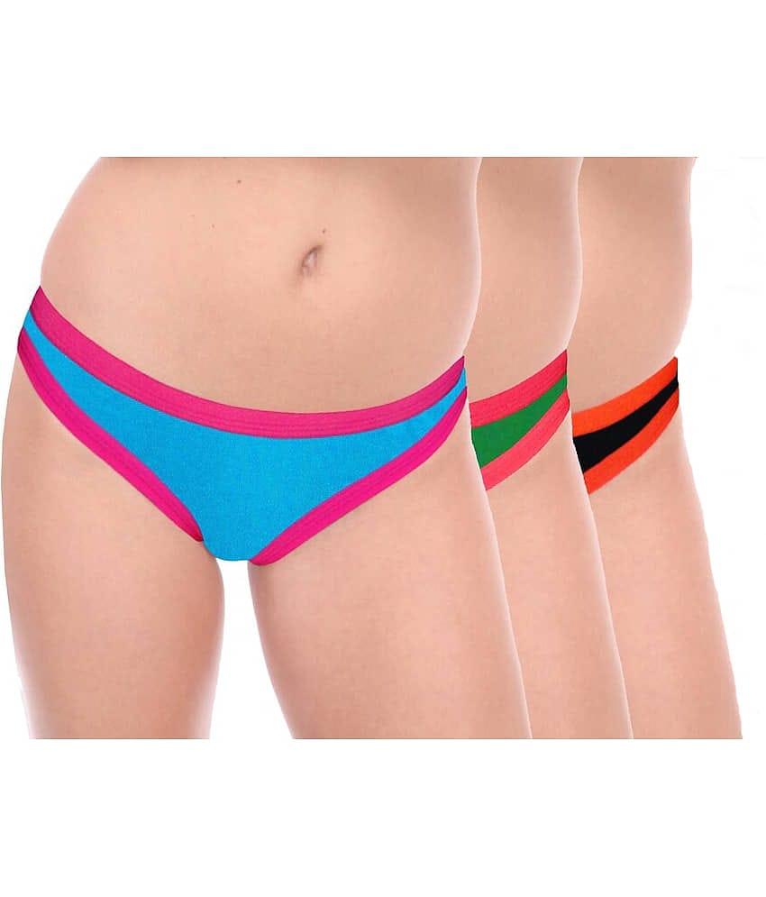 Kiran Enterprises Pack of 3 Cotton Solid Women's Hipster ( Multicolor )