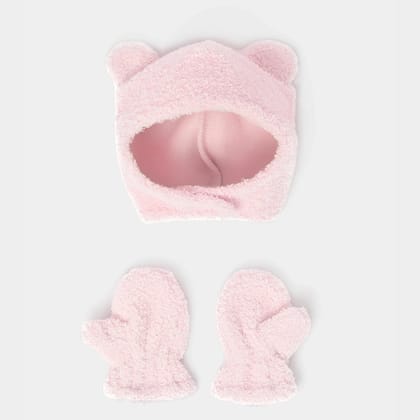 Misty German Teddy Fur Chintz Beanie Set-0-6 M / Pink