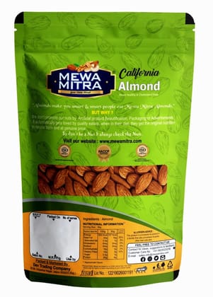 MewaMitra Premium Californian Almonds 500g (Pack of 2 x 250g) | Natural & Fresh Badam Giri | Raw Dry Fruits | High Protein Healthy Snack