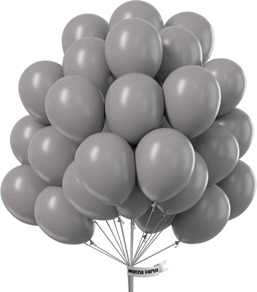 Matte Grey Latex / Rubber Balloons - 10 inches - Bulk Pack for Decoration - 50PC - Party and Festive Needs | Buy online on ZillyBuy