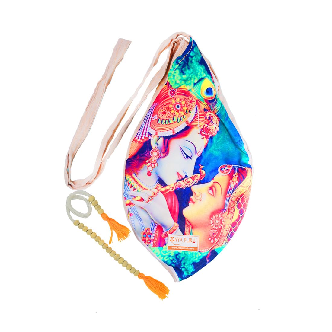 MAYAPURI Beautiful Radha Krishna Printed Japa Bag/Chanting Bag with Sakshi Mala Counter