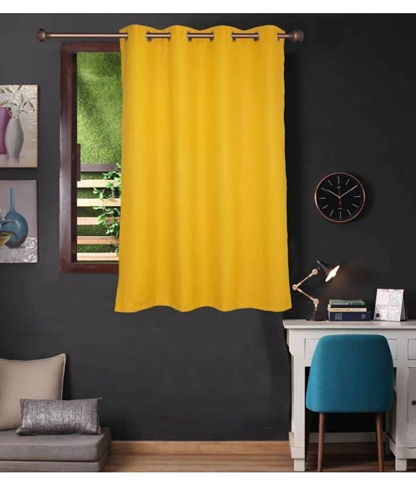 N2C Home Solid Semi-Transparent Eyelet Curtain 5 ft ( Pack of 1 ) - Yellow