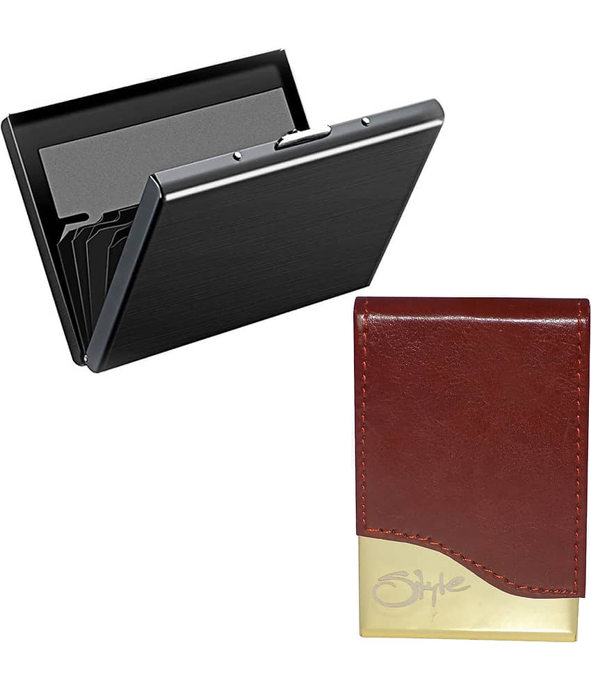 High Quality Metal with White Debit/Credit ATM|Combo of 2| Card Holder (26092664)