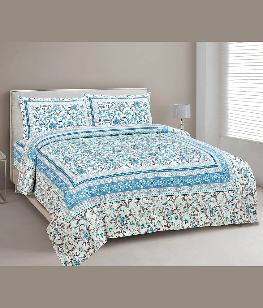 CLOTHORO Cotton 1 Double King Bedsheet with 2 Pillow Covers ( Multicolor )