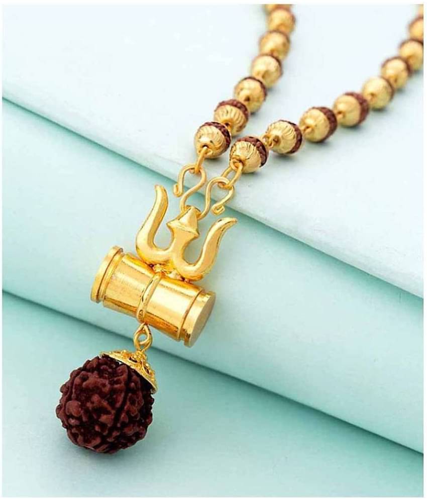 Shiv Trishul & Damru Rudraksha Mala (Pack of 1)
