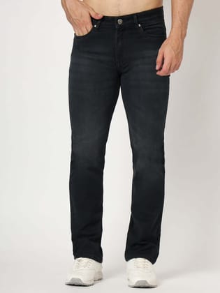 Premium Men'S Black Mid Wash Relaxed Fit Jeans-34