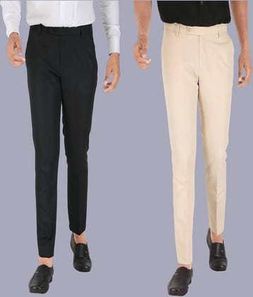 CLARE&CLARA Multicolor Slim Formal Trouser ( Pack of 2 )
