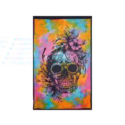 Skull With Flowers Tapestry - 42X29