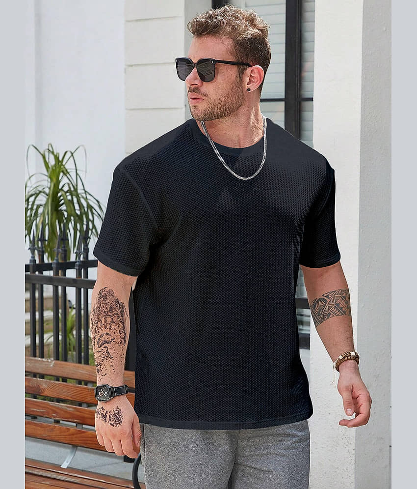 fashion and youth Pack of 1 Cotton Blend Oversized Fit Men's T-Shirt ( Blue )