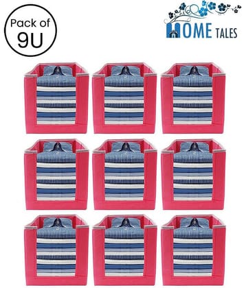 Non-Woven Shirt Stacker & Cloth Organizer, Pack of 9 (Pink)