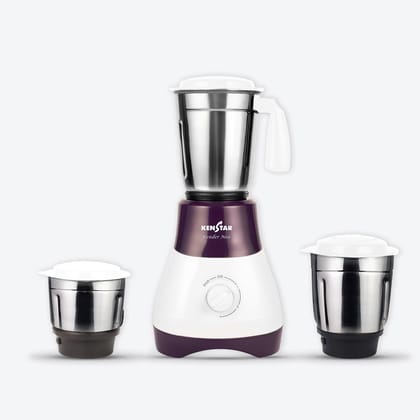 Kenstar SLENDER NEO Mixer Grinder 500 Watts | 3 Multi-Purpose Jars | Powerful Turbo Motor | Overload Safety | White & Purple Kenstar SLENDER NEO Mixer Grinder 500 Watts | 3 Multi-Purpose Jars | Powerful Turbo Motor | Overload Safety | White & Purple - Wh
