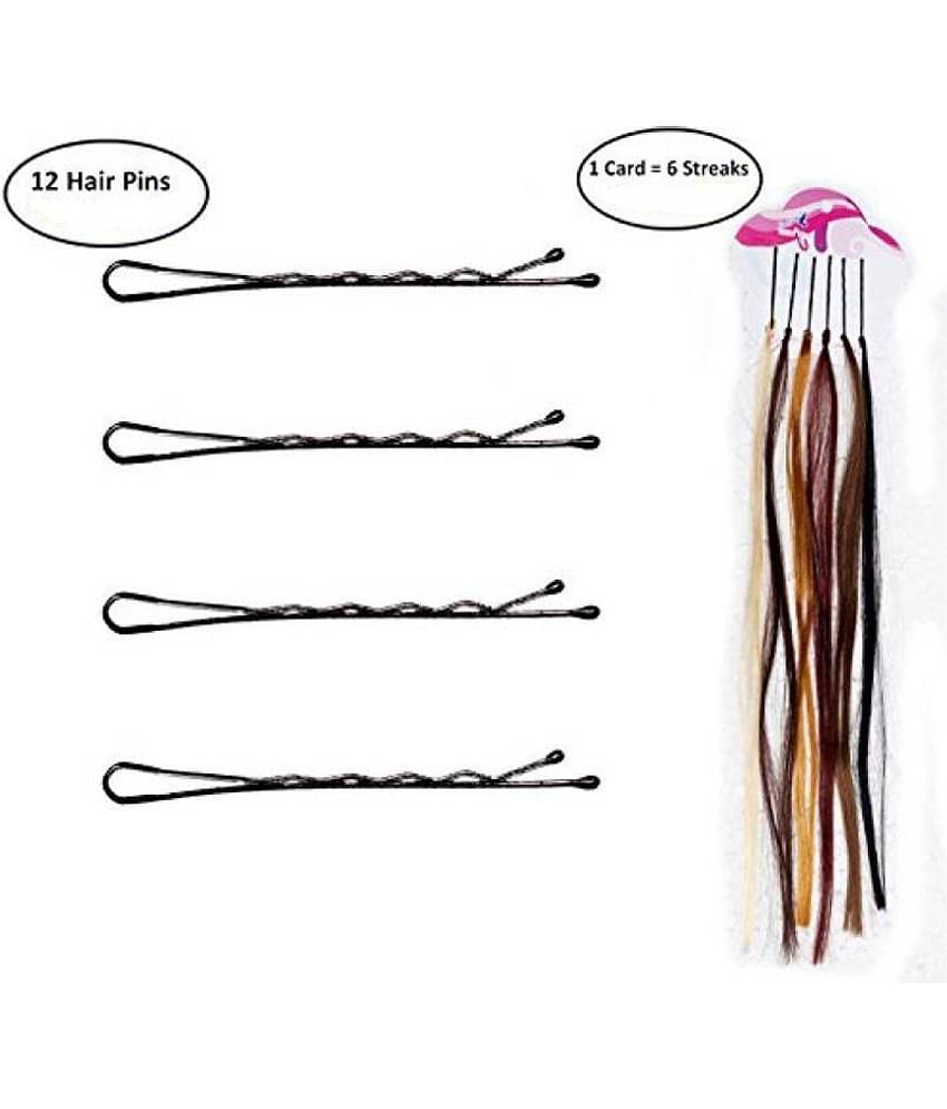 FOK Set Of 12 Black Hair Pins Clip In Hair Extension Multi Colour