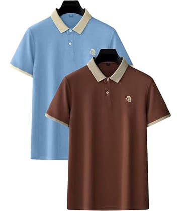 Leotude Men Cotton Blend Regular Fit Solid Polo T Shirt ( Multicolor1 )
