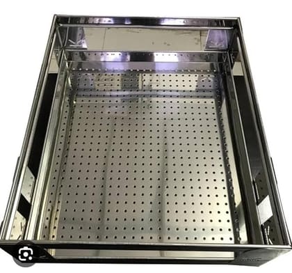 Stainless Steel Modular Kitchen Drawers Baskets, Heavy Duty 60 kg Capacity, Pack of 1, Made in India ALL STYLES AVAILABLES WITH SIZES (15 * 20 * 8 INCH PLAIN SHEET BASKET)