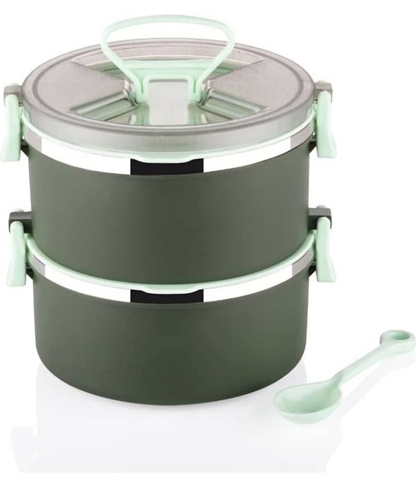 Analog Kitchenware School/College/Office Stainless Steel Lunch Box 2 - Container ( Pack of 2 )