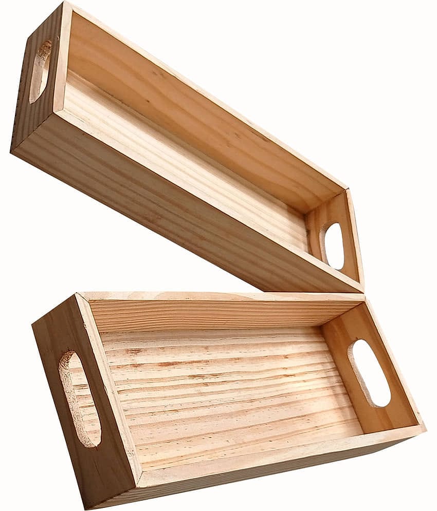 SWH - Brown Wooden Dinner Set ( Pack of 2 )