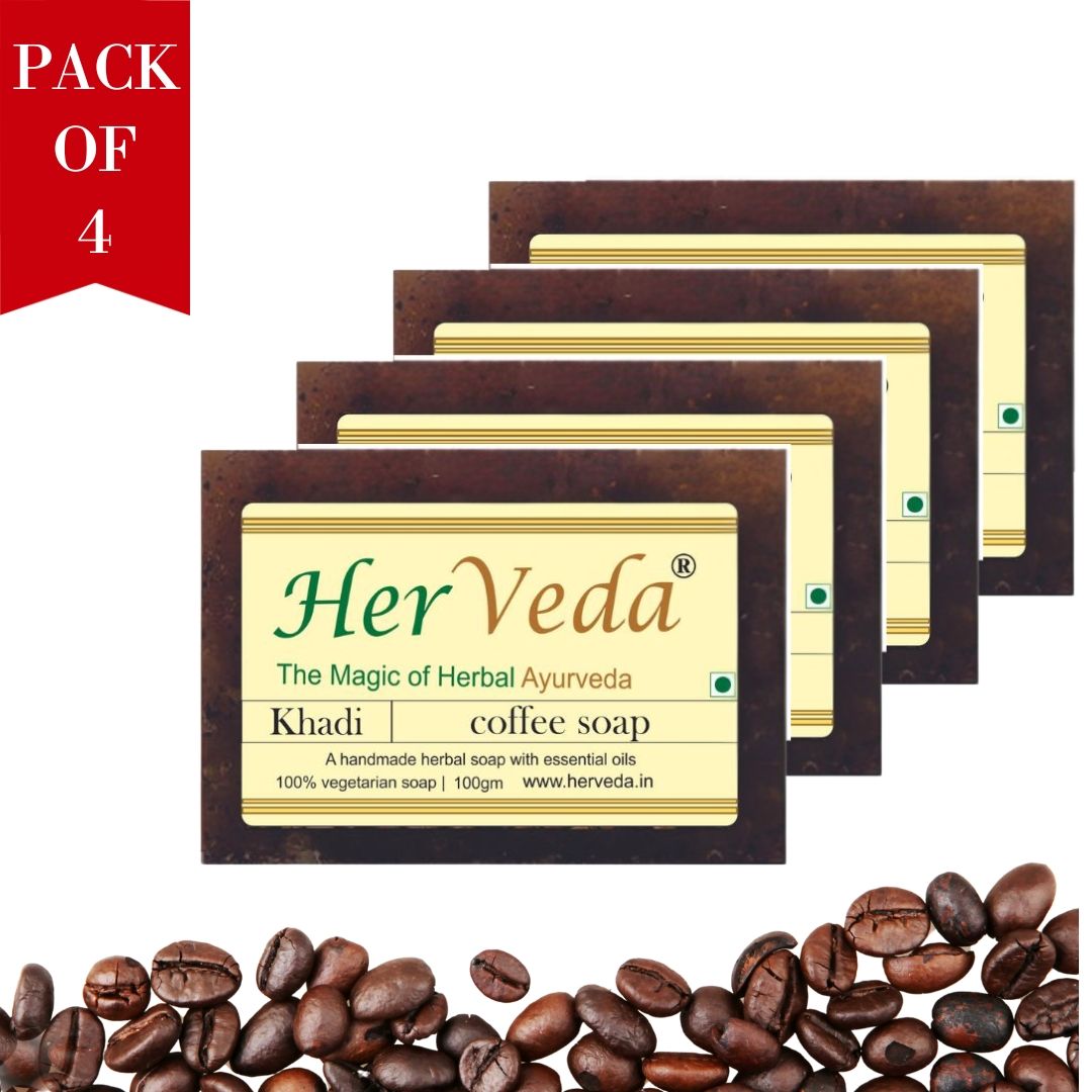 HerVeda Coffee Handmade Glycerine Soap SLS Free Pack of 4